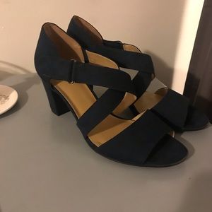 Navy blue suede heels
